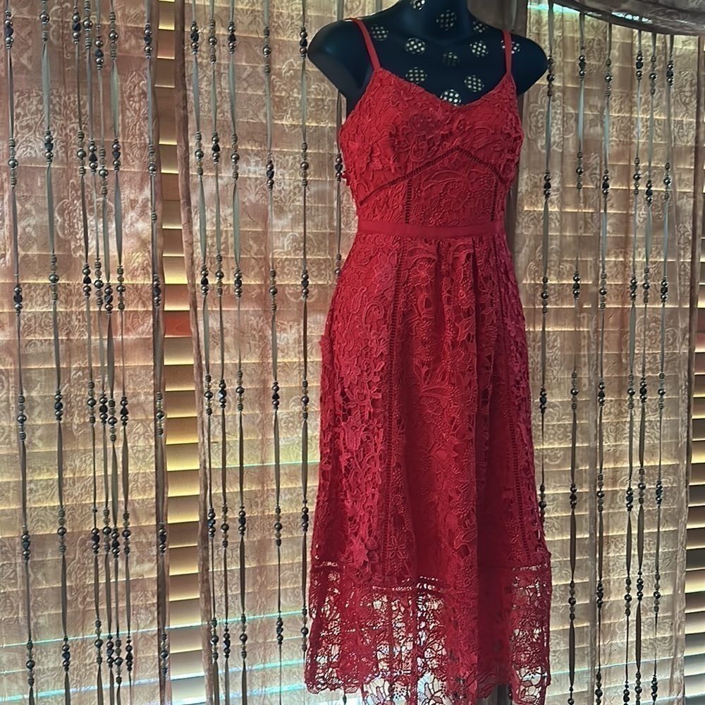 Ted Baker Red Lace Pocket Empire Waist valentines day dress US Size 2 NWT - Picture 16 of 17